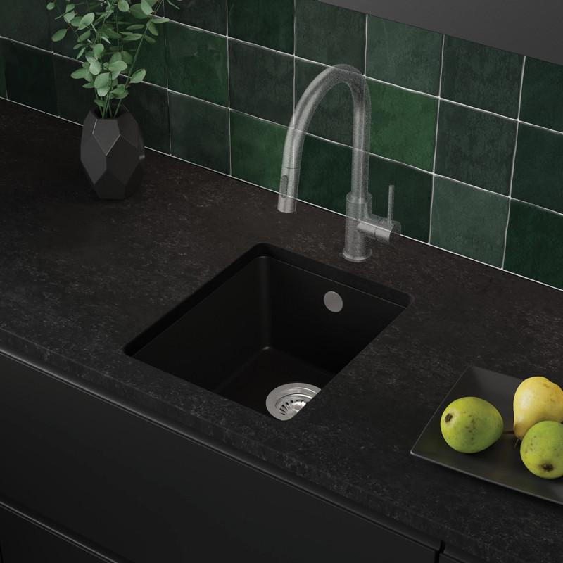 Garnet 40 Simple - Fregadero de granito bajo encimera  de una cubeta 