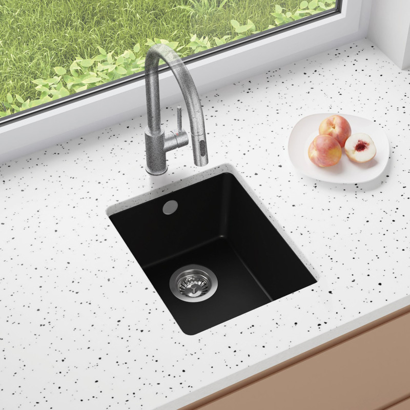 Garnet 40 Simple - Fregadero de granito bajo encimera  de una cubeta 