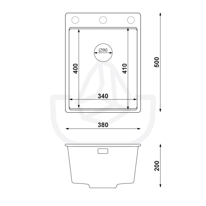 Rubin 40 High Level - Fregadero multifuncional de granito  de una cubeta sin escurridor 