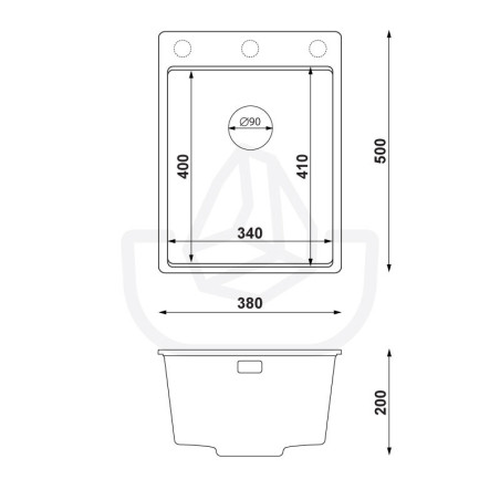 Rubin 40 High Level - Fregadero multifuncional de granito  de una cubeta sin escurridor 