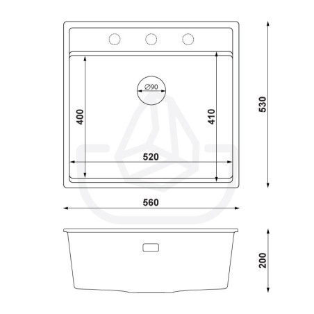 Sodalite 60 Lower - Fregadero multifuncional con espacio para accesorios de granito bajo encimera  de una cubeta 