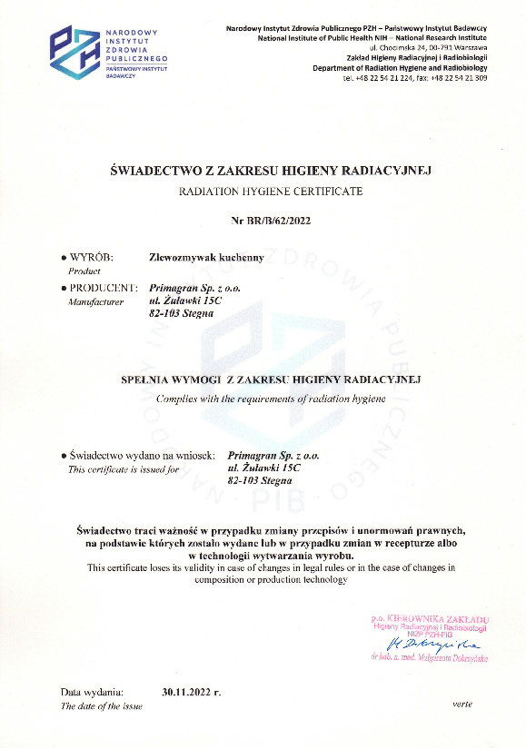 Certificado de Higiene Radiológica